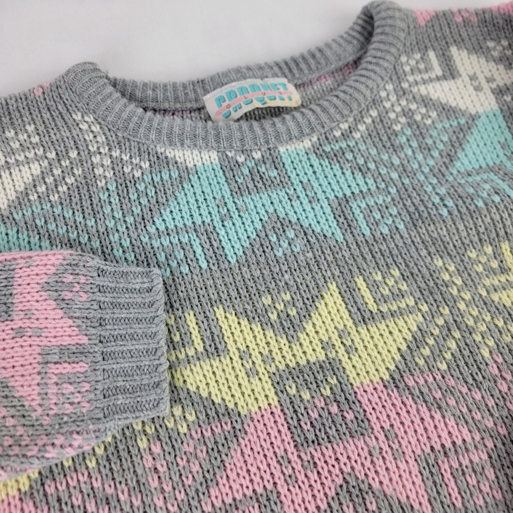 Product Club Graphic Knit Sweater Women Pastel Snowflake Winter Holiday Pullover